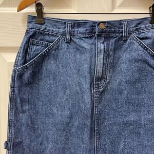 Vintage Women's 8P Real Comfort Carpenter Medium Wash Denim Jean Skirt